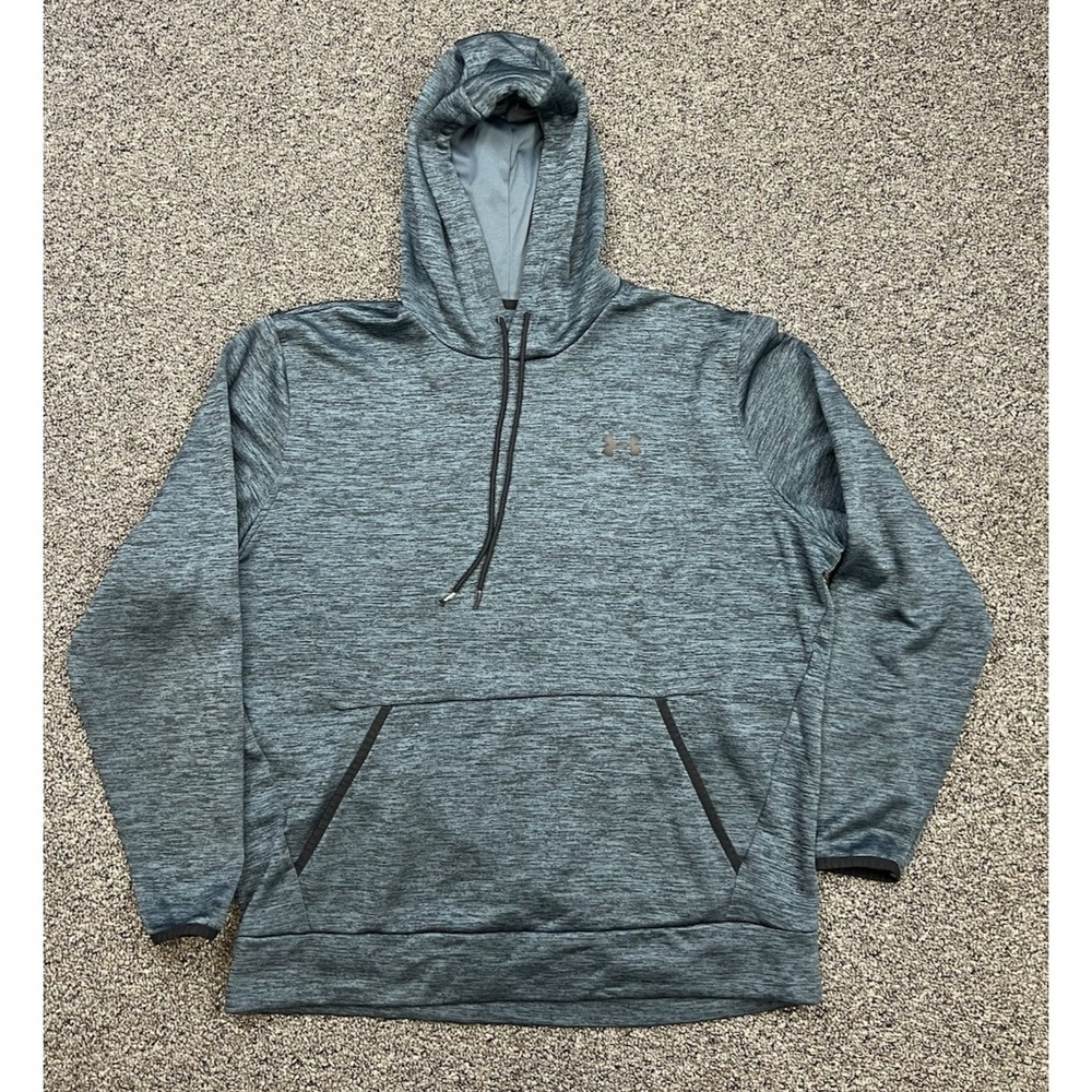 Under Armour Hoodie Mens Large Blue Heathered Loose Coldgear sweatshirt